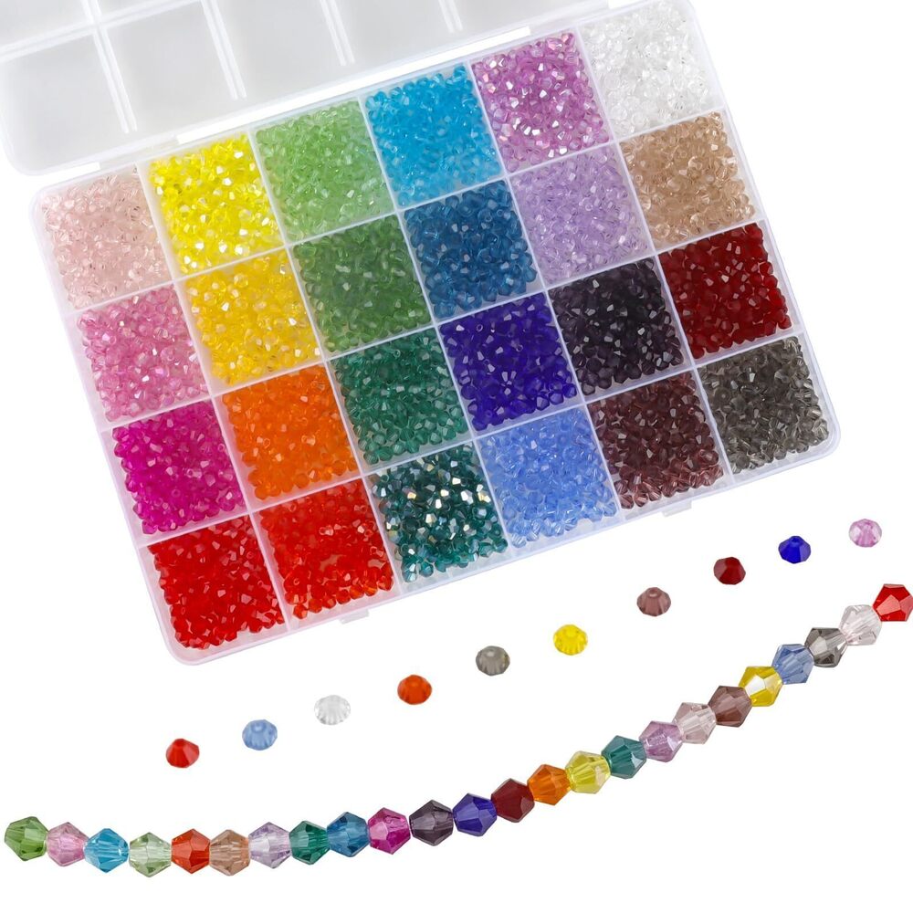 2793 2400Pcs Faceted Rondelle Beads, 4mm Crystal Glass Beads AB Color